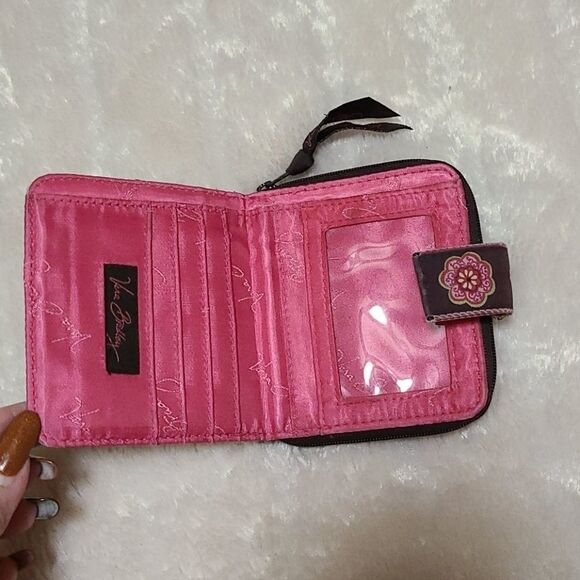 Vera Bradley Mini ID Case Wallet Mod Floral Pink Vintage Collection Quilted 4" - Picture 5 of 8